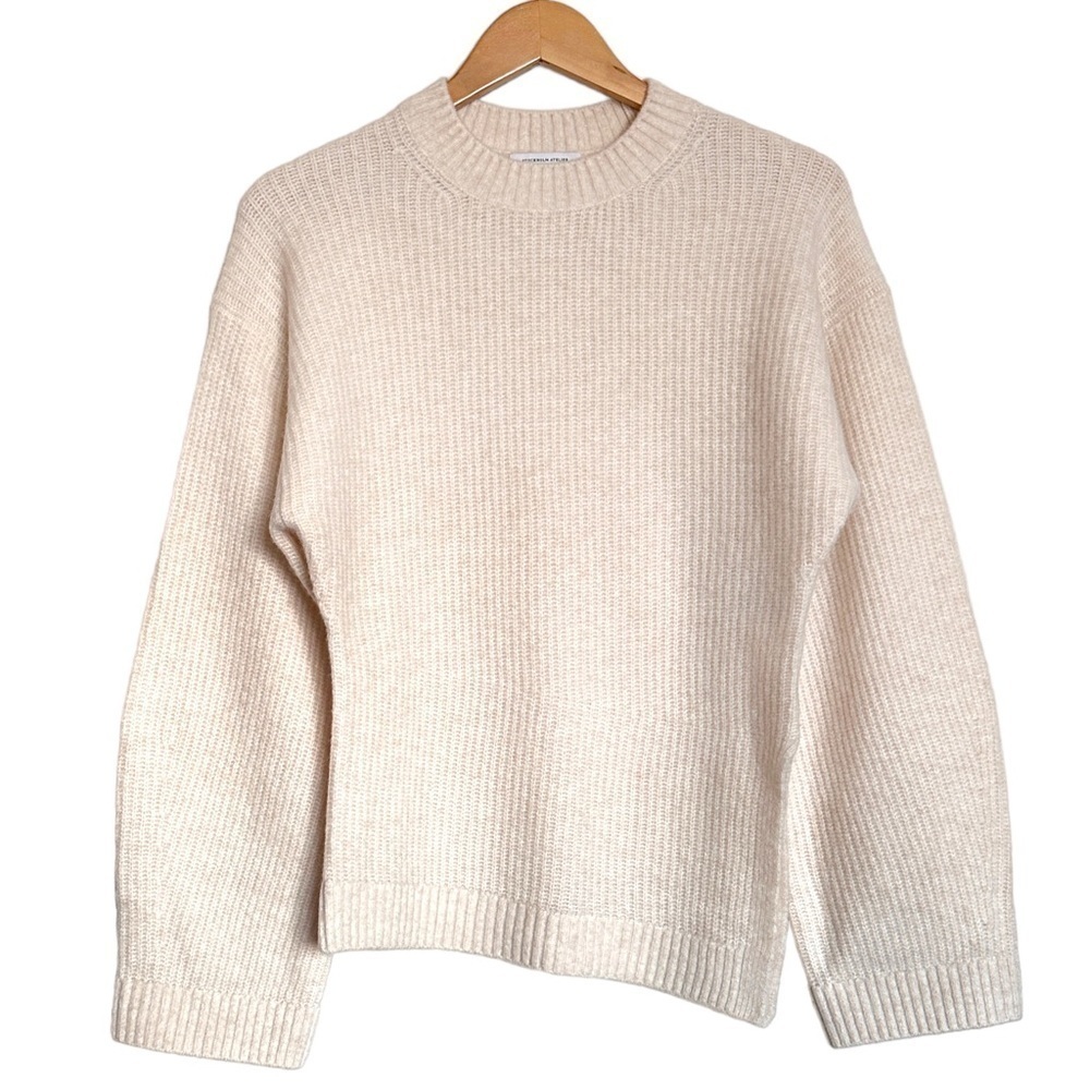 NWOT & Other Stories Asymmetric Hem Ribbed Wool Sweater in Ivory S - Picture 2 of 9